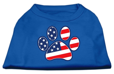 Patriotic Paw Screen Print Shirts Blue XL